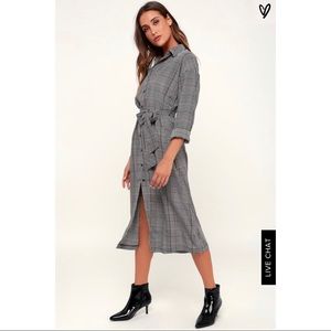 Lush Midi Button Up Plaid Dress by Lulu's